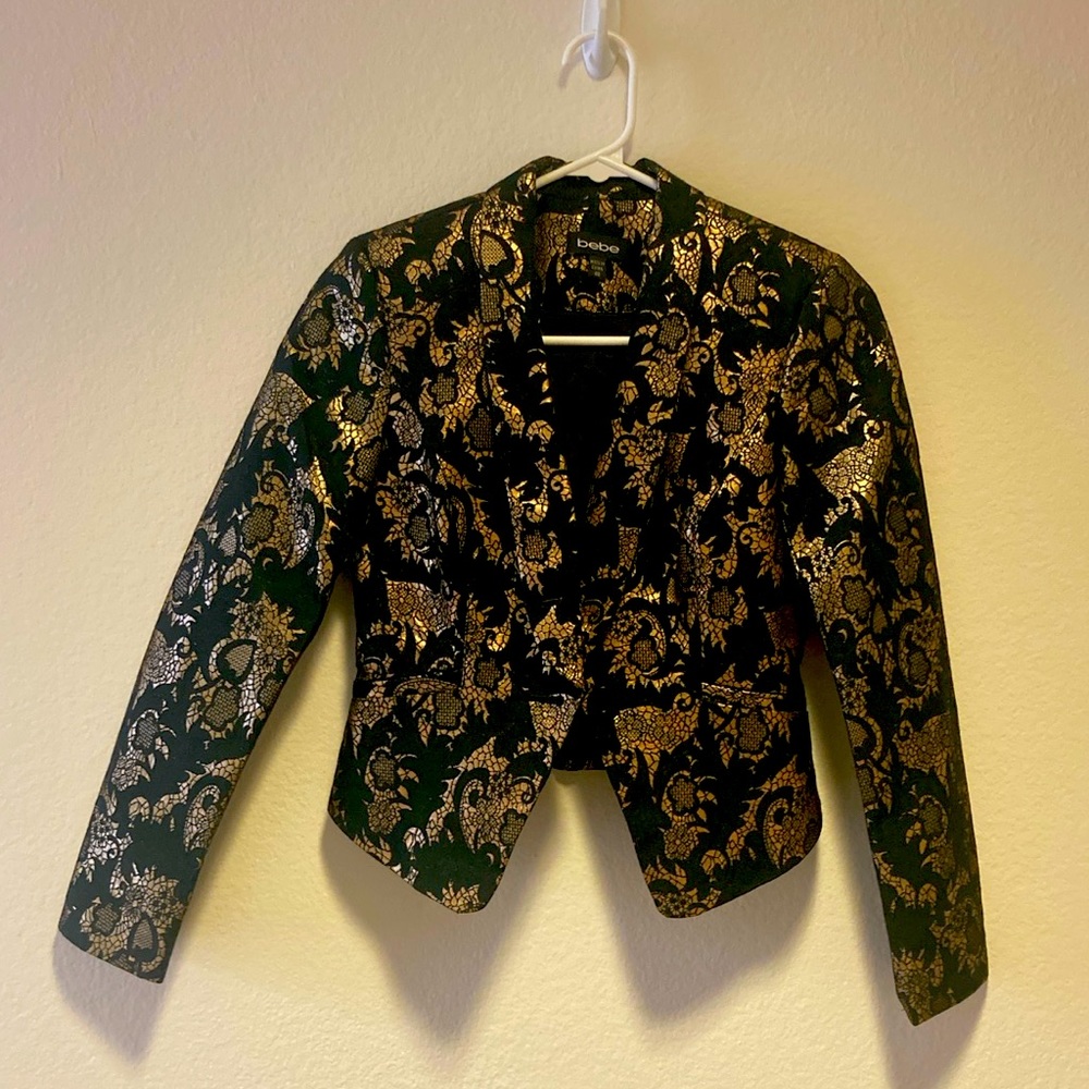 Bebe Metallic Jacquard blazer